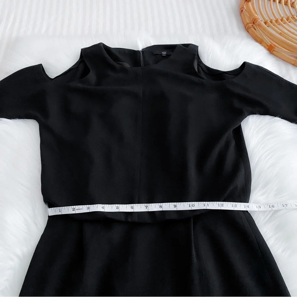 Tibi Savanna Cut Out Shoulder Mini Dress Black Cold Shoulders Sheath 2 - Picture 15 of 16